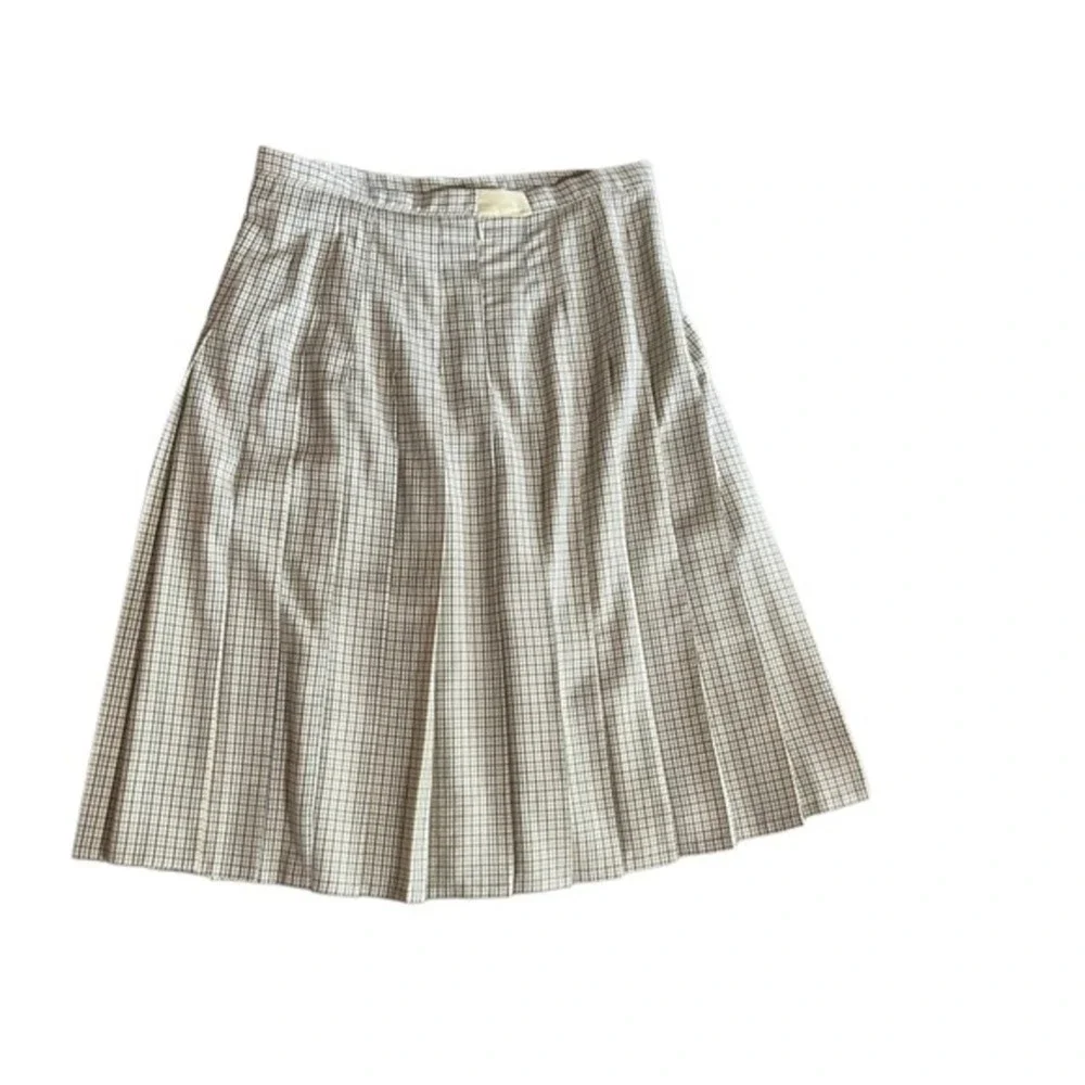 Vintage Bill Blass USA Tattersall Plaid Suit Double Breasted Box Pleat Skirt 14